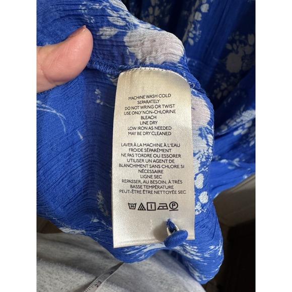 Anthropologie Marais Chiffon Lined Maxi Dress Royal Blue Floral Boho Plus 2X - Picture 10 of 11